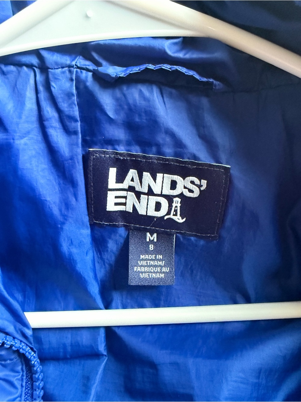 EUC Lands' End Kids Royal Blue Hooded Packable Puffer Jacket - Picture 3 of 4